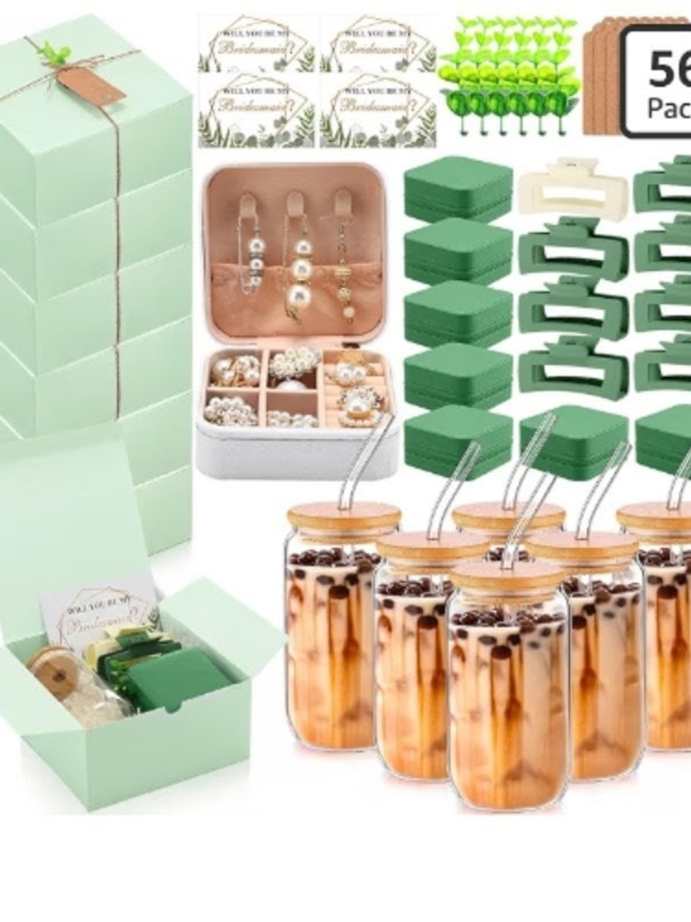 Green Jewelry Gift Box Set - Women Necklace Presentation